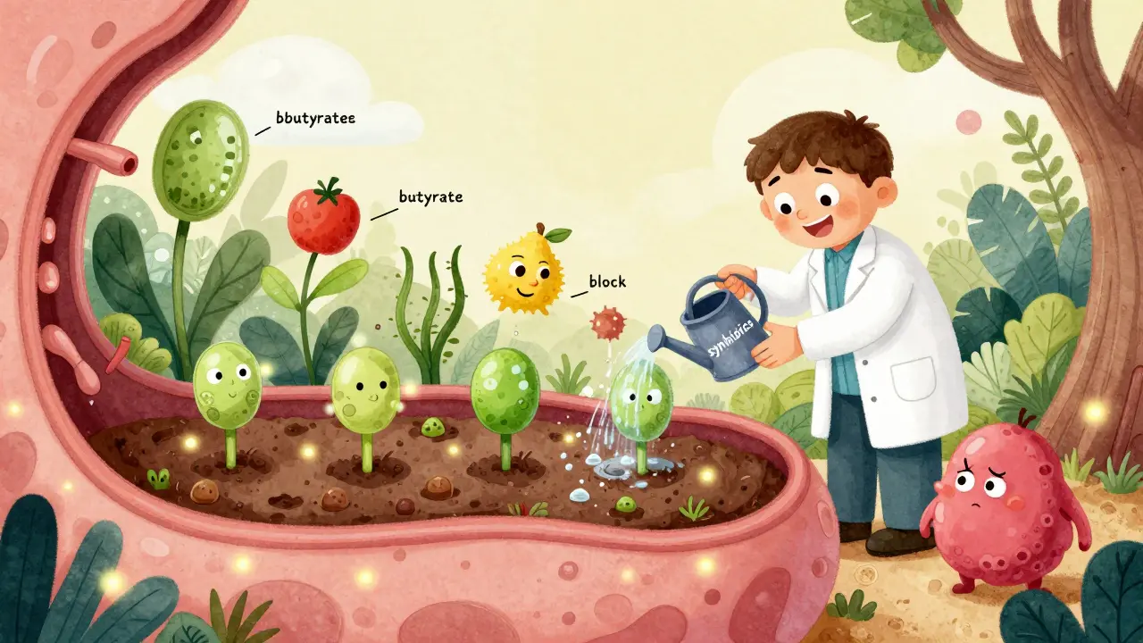 A magical gut garden grows probiotic plants from fiber soil, blocking leaks and shrinking fat cells with the help of synbiotics.