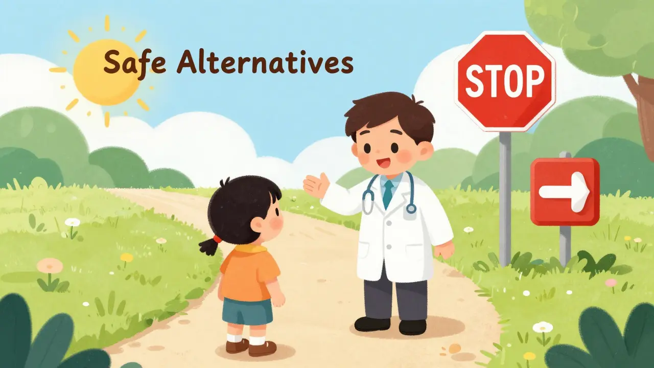 A friendly doctor guiding a patient toward safer medication alternatives